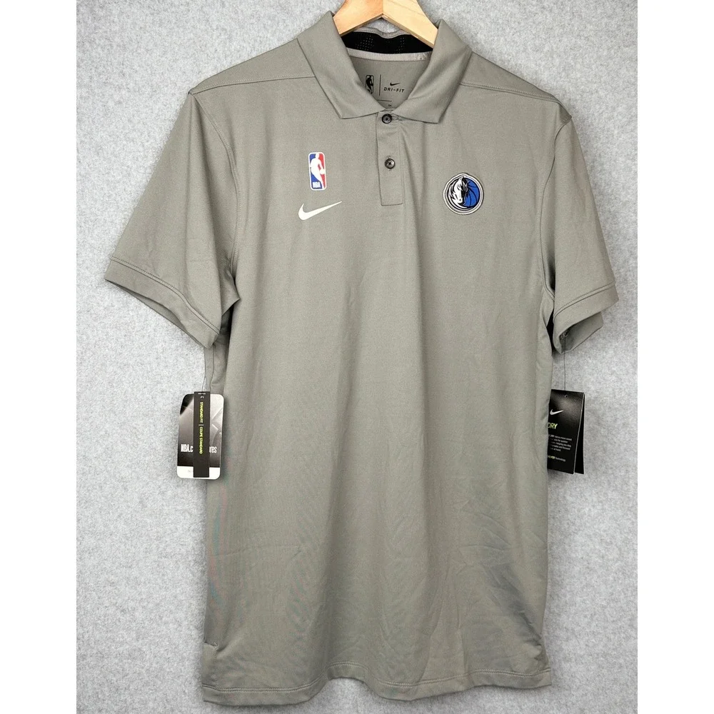 Dallas Mavericks Nike Polo Mens S Gray NBA Basketball Dri-FIT NEW